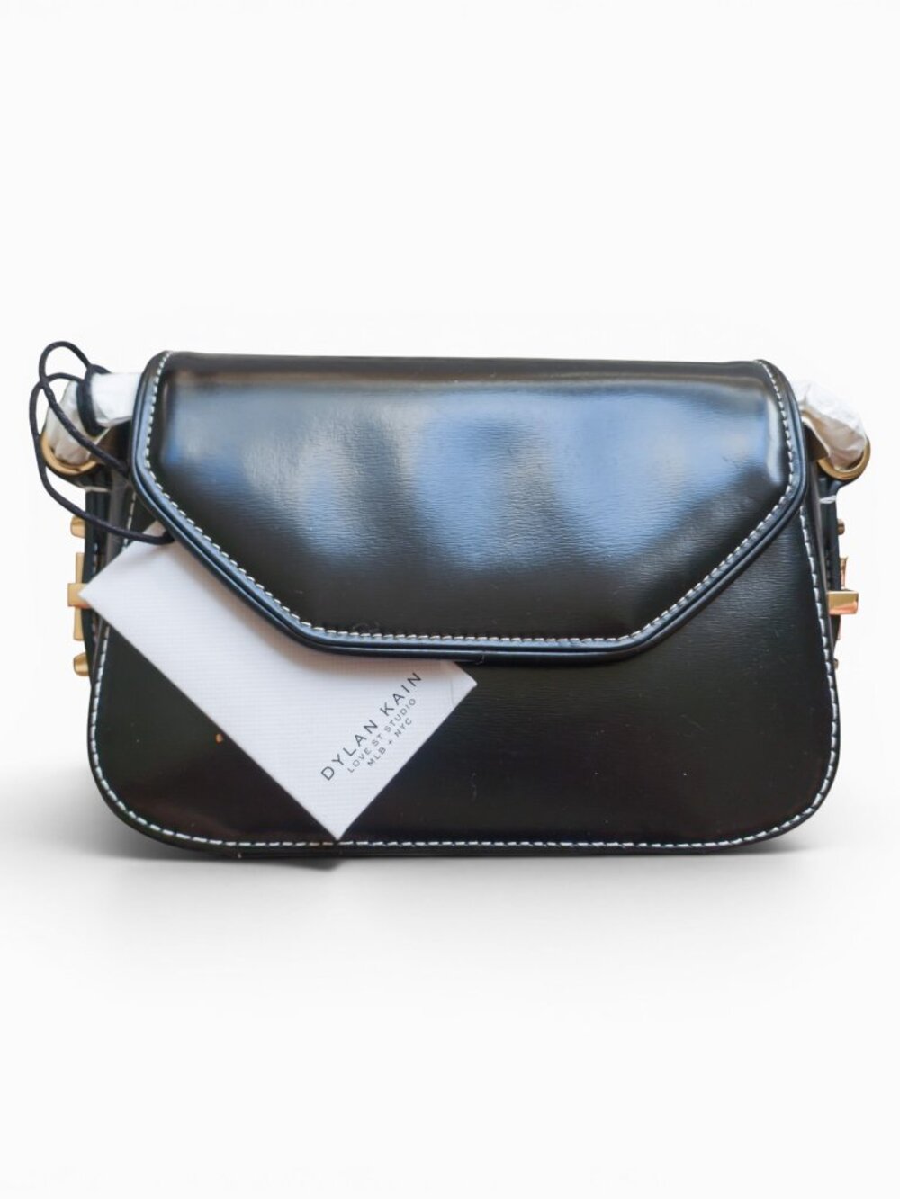 Dylan Kain Wax Lux Bag Black Leather Chain Crossbody NWT $520 Retail